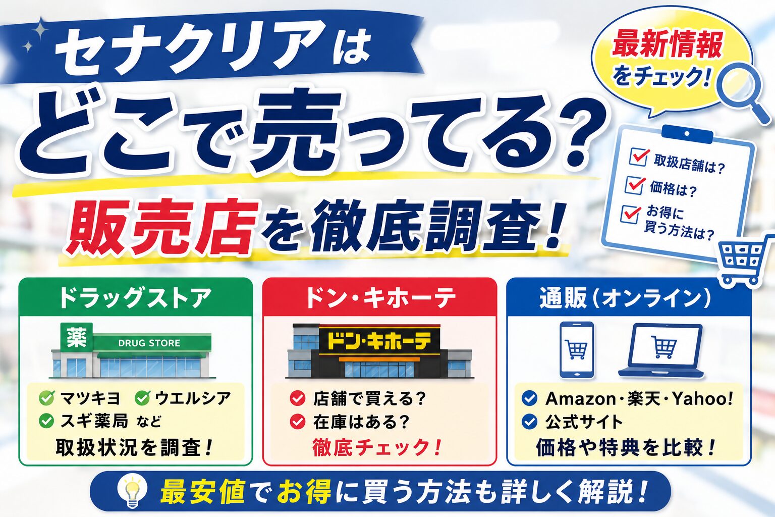 セナクリアはどこで売ってる？ドラッグストア・ドンキ通販の販売店を徹底調査